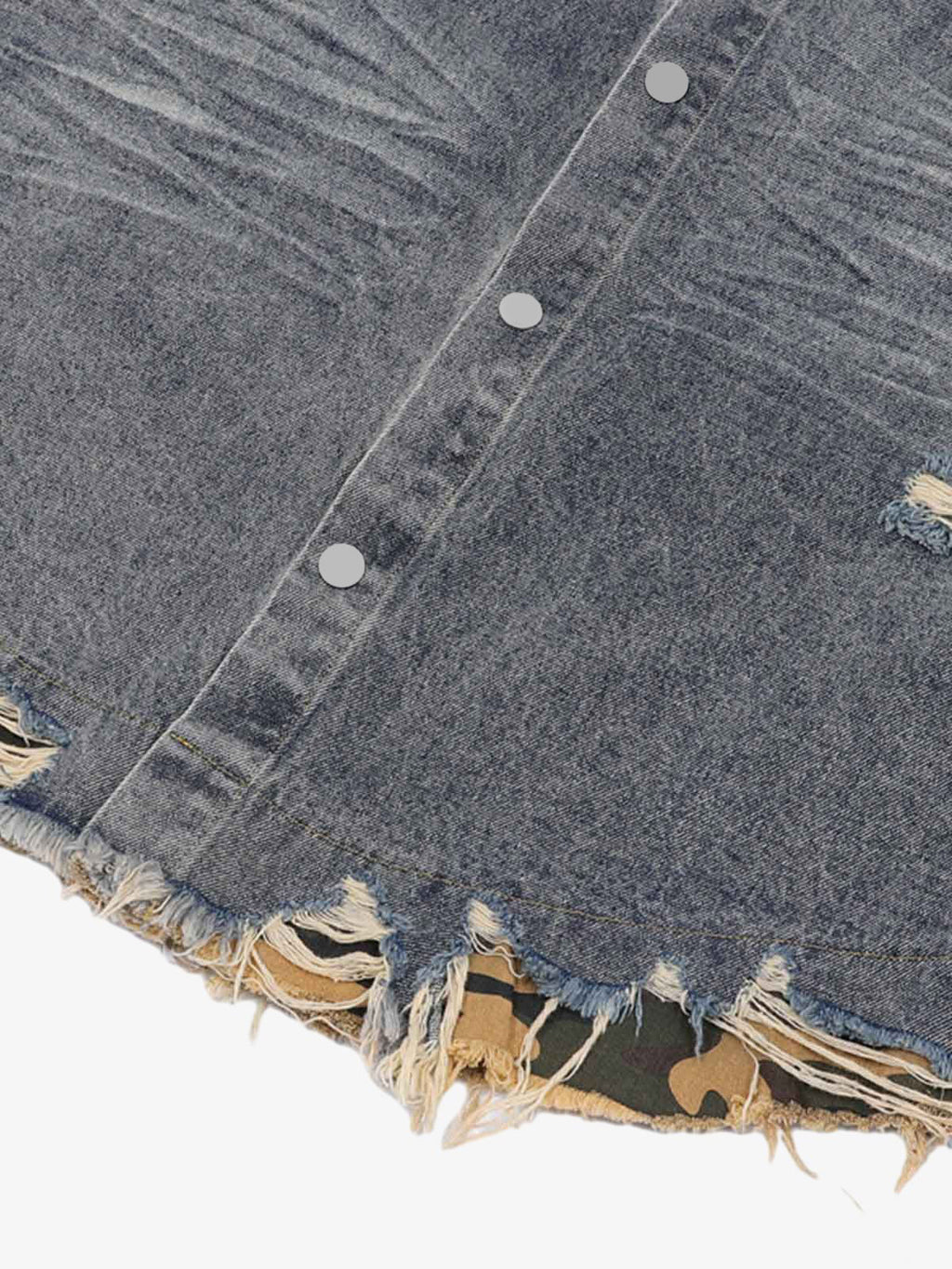 Distressed Denim Ripped Short-Sleeve Shirt