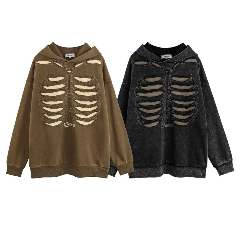 Men's Skull Graphic Grunge Hoodie