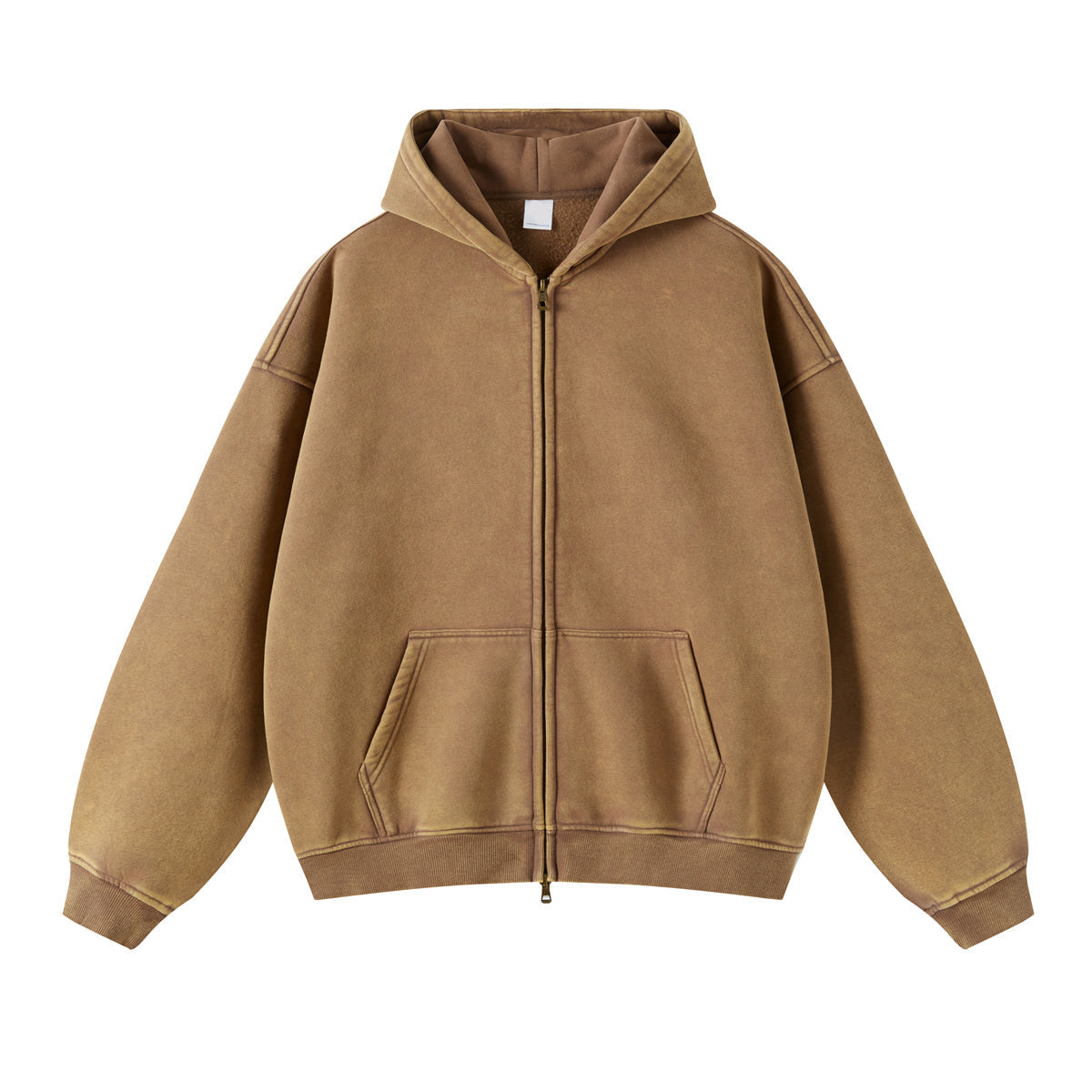 Oversized Vintage Wash Zip-Up Hoodie