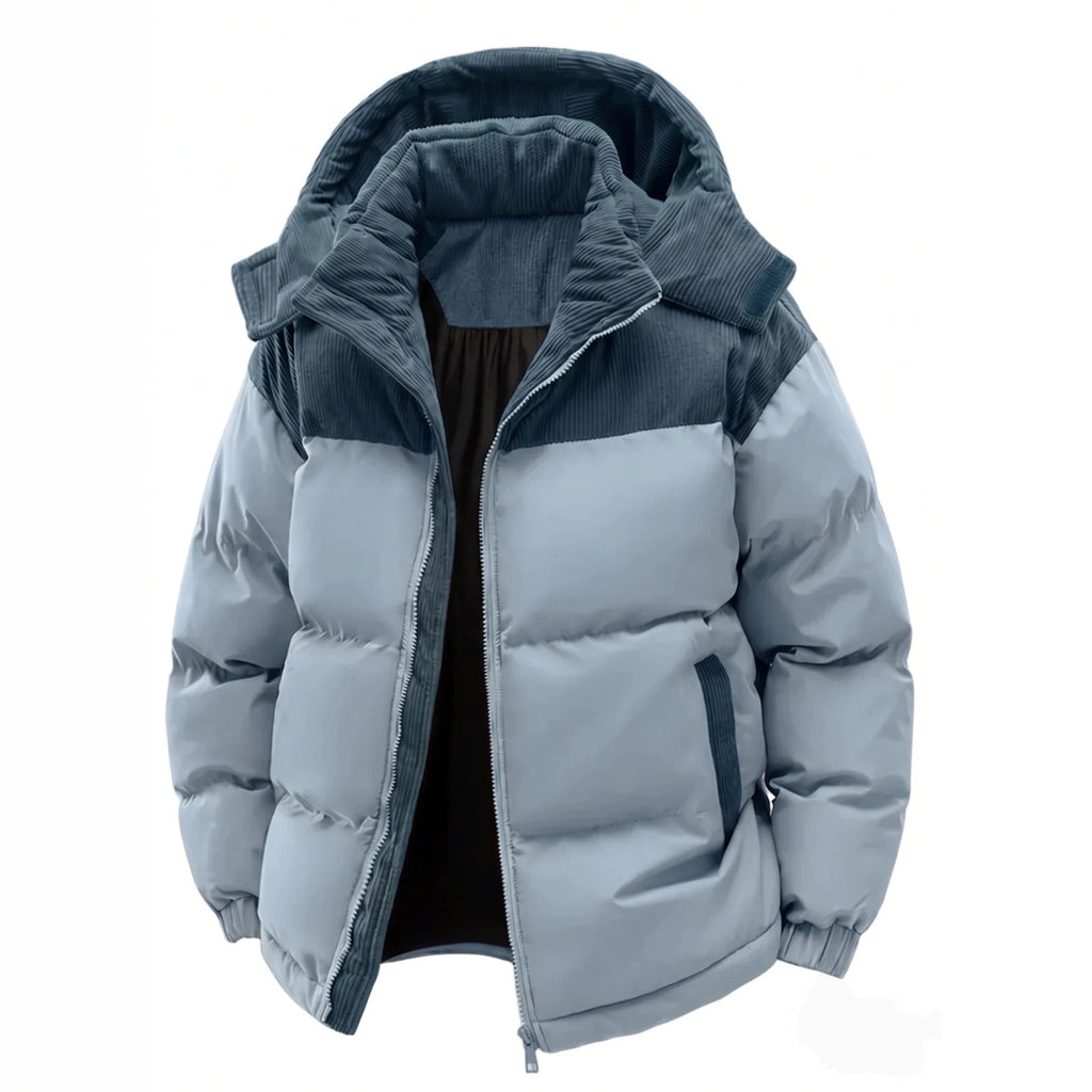 Men's Hooded Winter Puffer Jacket with Detachable Hood