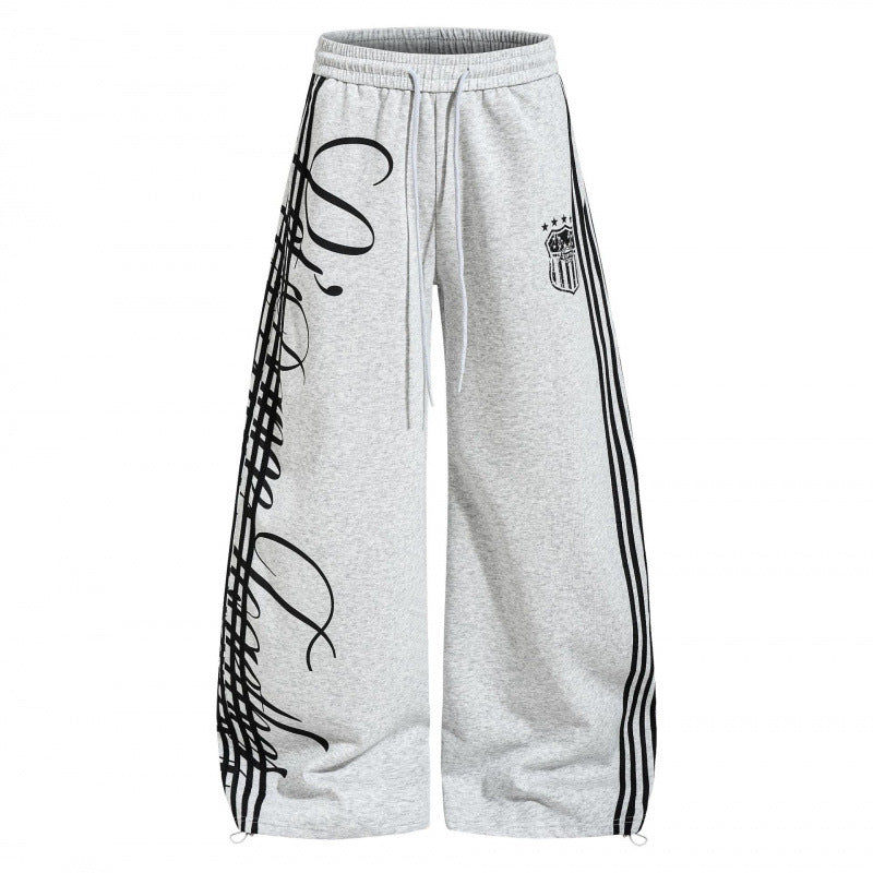 Unisex Retro Letter Print Sweatpants