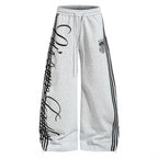 Unisex Retro Letter Print Sweatpants