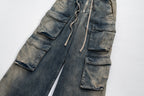 Wide Leg Multi-Pocket Loose Fit Straight Jeans