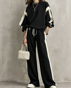 Women’s Oversized Tracksuit Set | Color Block Sweatshirt and Wide-Leg Pants