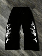 Men's Loose-fit Pants With Dark Gothic Prints