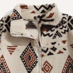 Women's Ethnic Print Fleece Zip-Up Sweater
