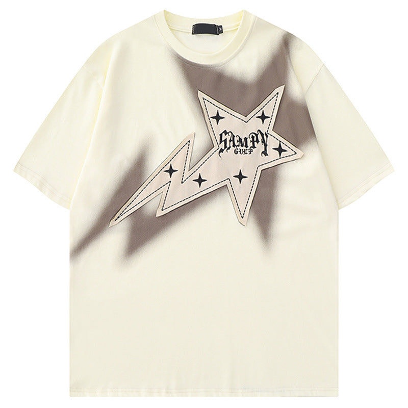 Retro Patchwork Short‑Sleeve T‑Shirt