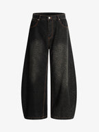 Leopard Print Denim Barrel Jeans