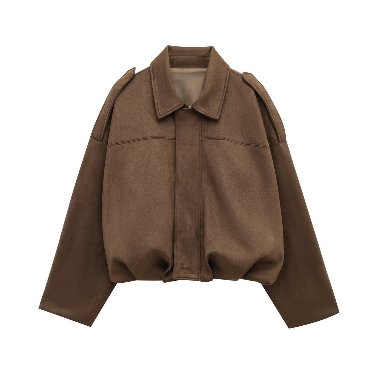 Women's Vintage Suede Oversized Batwing Sleeve Bomber Jacket