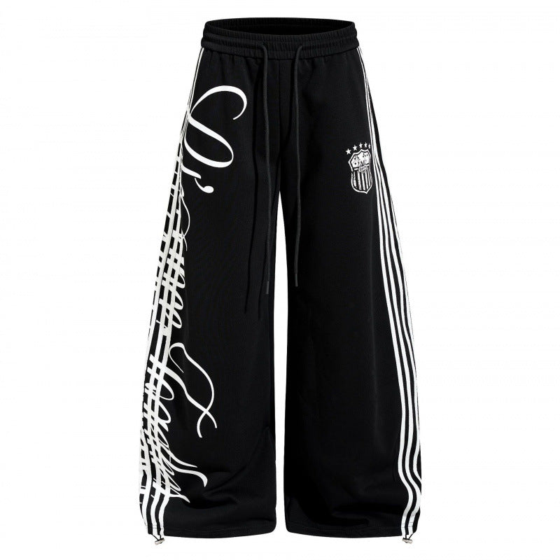 Unisex Retro Letter Print Sweatpants