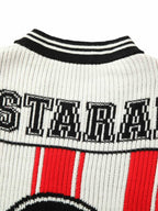 Jersey de punto rojo a rayas de manga corta para hombre