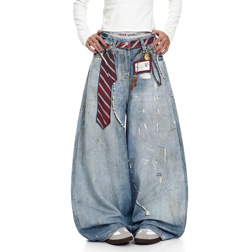 Mens Loose Casual Retro Bootcut Jeans