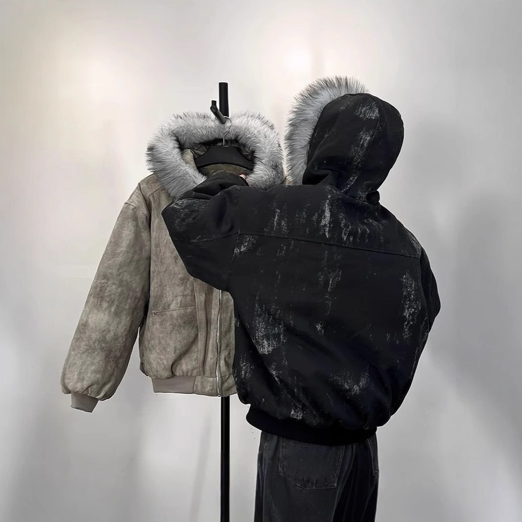 Men's Y2K Fur Collar Hooded Puffer Jacket