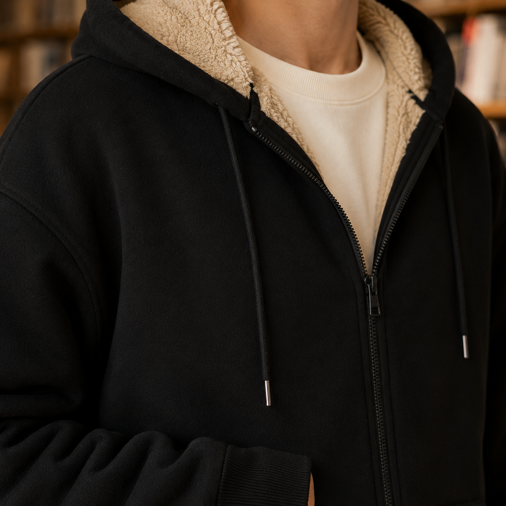Men's Sherpa-Lined Zip-Up Hoodie | Warm Winter Hoodie