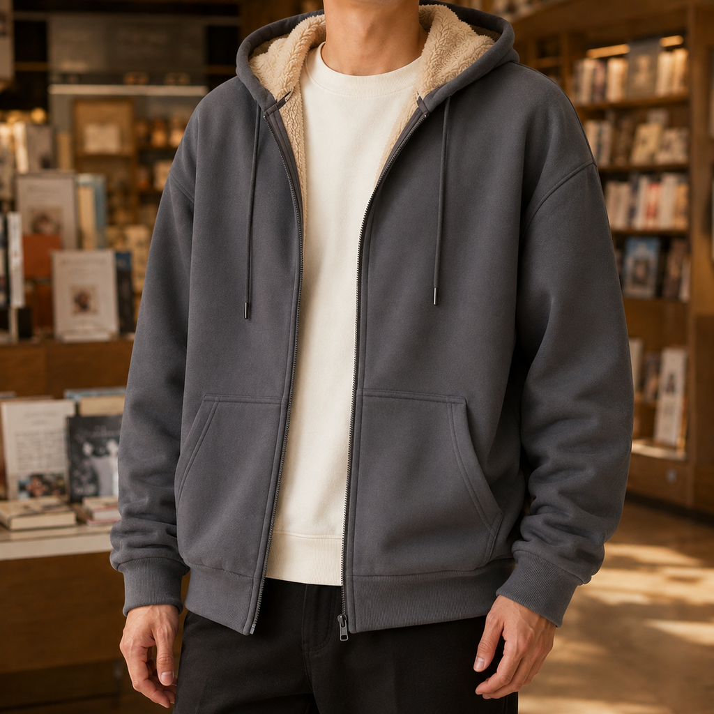 Men's Sherpa-Lined Zip-Up Hoodie | Warm Winter Hoodie