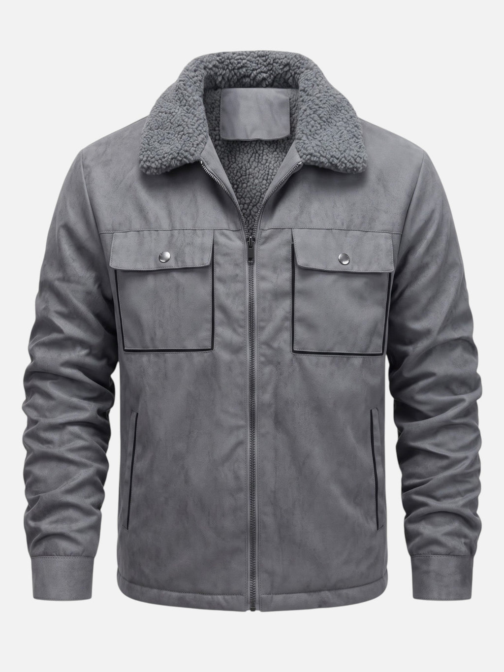 Men's Suede-Effect Jacket with Sherpa Lining