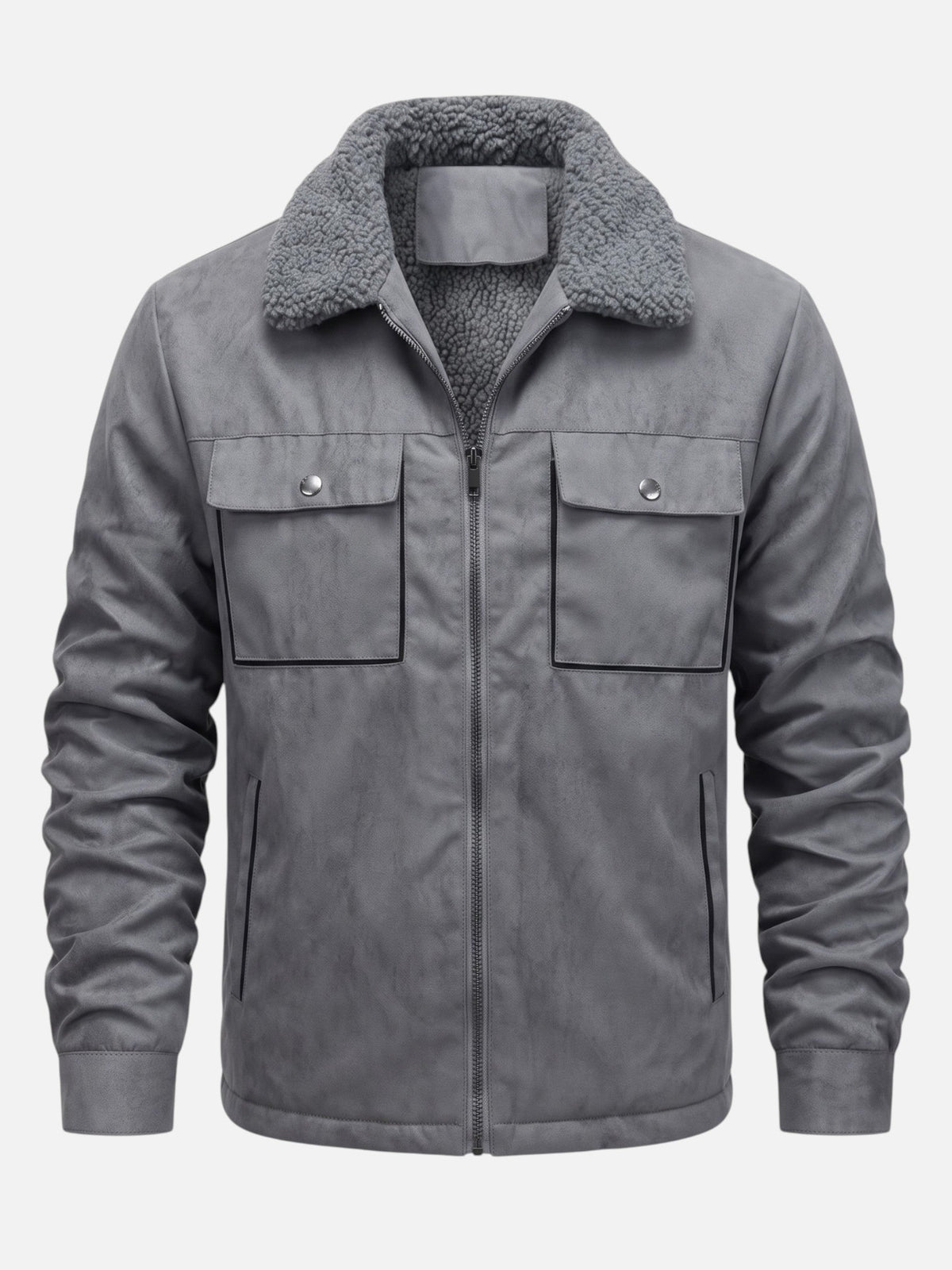 Men's Suede-Effect Jacket with Sherpa Lining