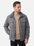 Men's Suede-Effect Jacket with Sherpa Lining