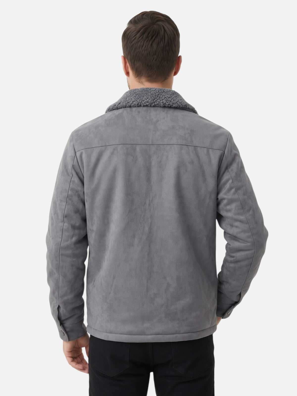 Men's Suede-Effect Jacket with Sherpa Lining