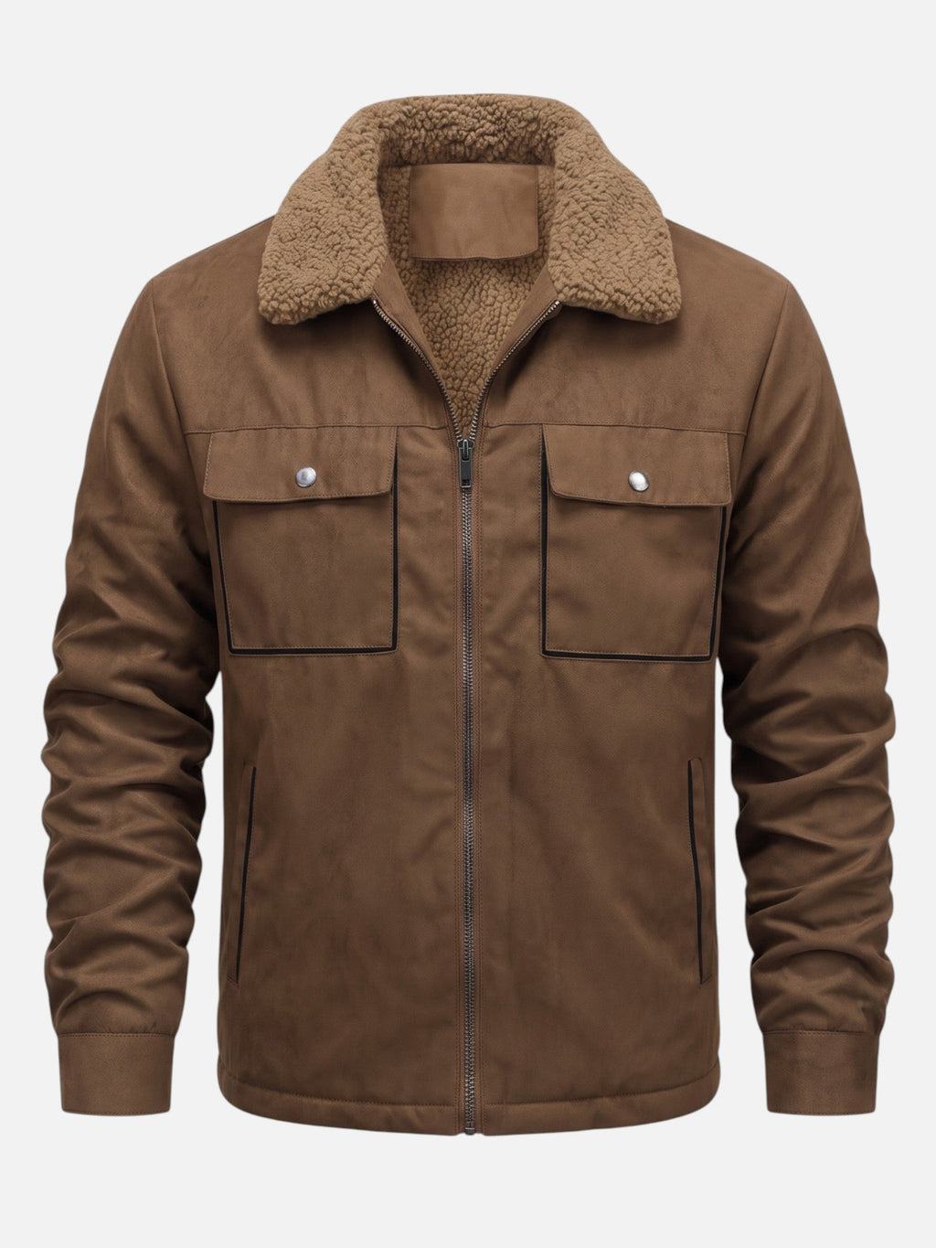 Men's Suede-Effect Jacket with Sherpa Lining