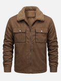 Men's Suede-Effect Jacket with Sherpa Lining