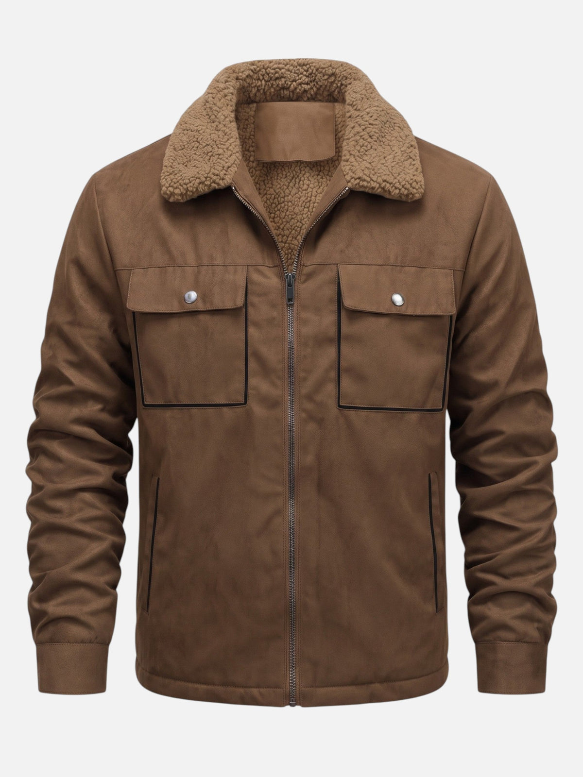 Men's Suede-Effect Jacket with Sherpa Lining