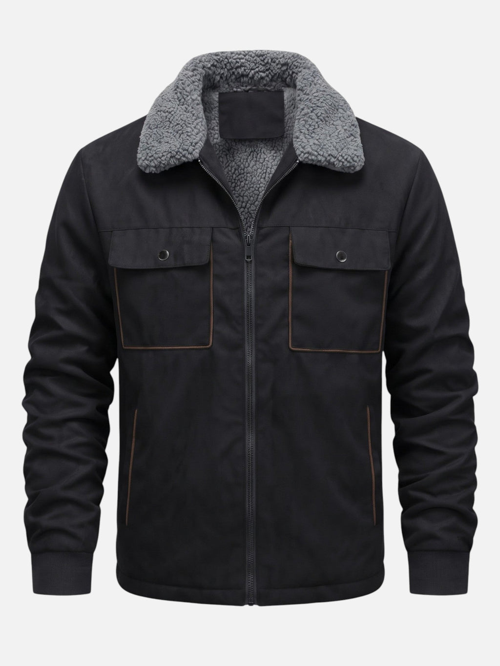 Men's Suede-Effect Jacket with Sherpa Lining
