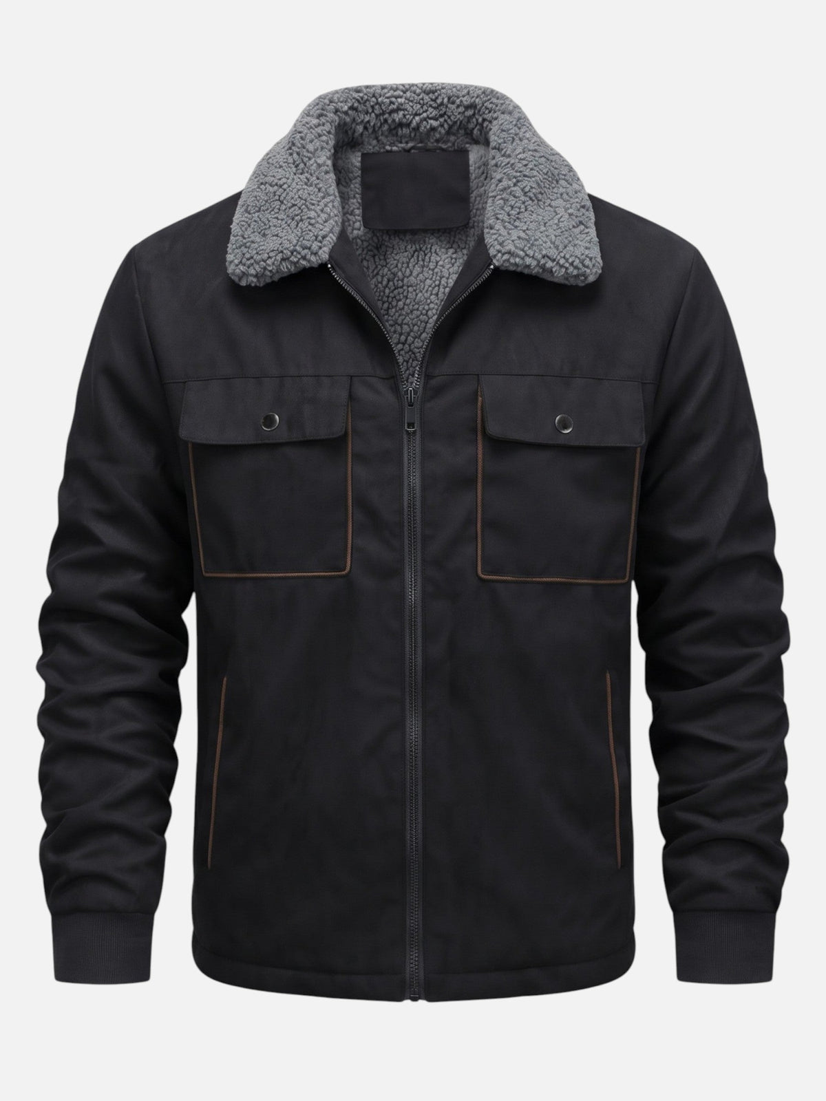 Men's Suede-Effect Jacket with Sherpa Lining