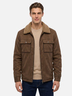 Men's Suede-Effect Jacket with Sherpa Lining
