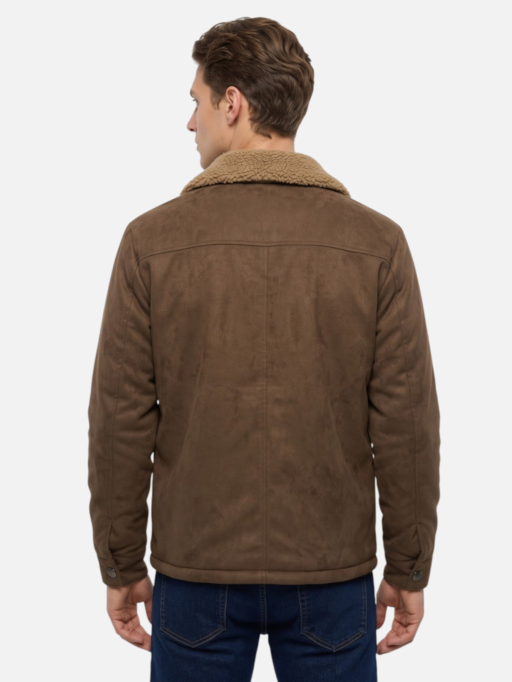 Men's Suede-Effect Jacket with Sherpa Lining