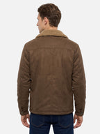 Men's Suede-Effect Jacket with Sherpa Lining