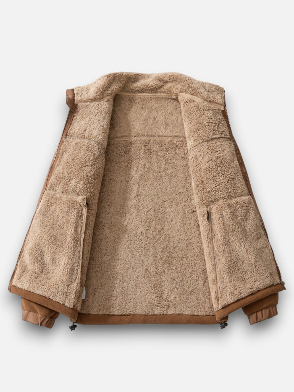 Men's Fleece Jacket with Sherpa Collar and Zipper