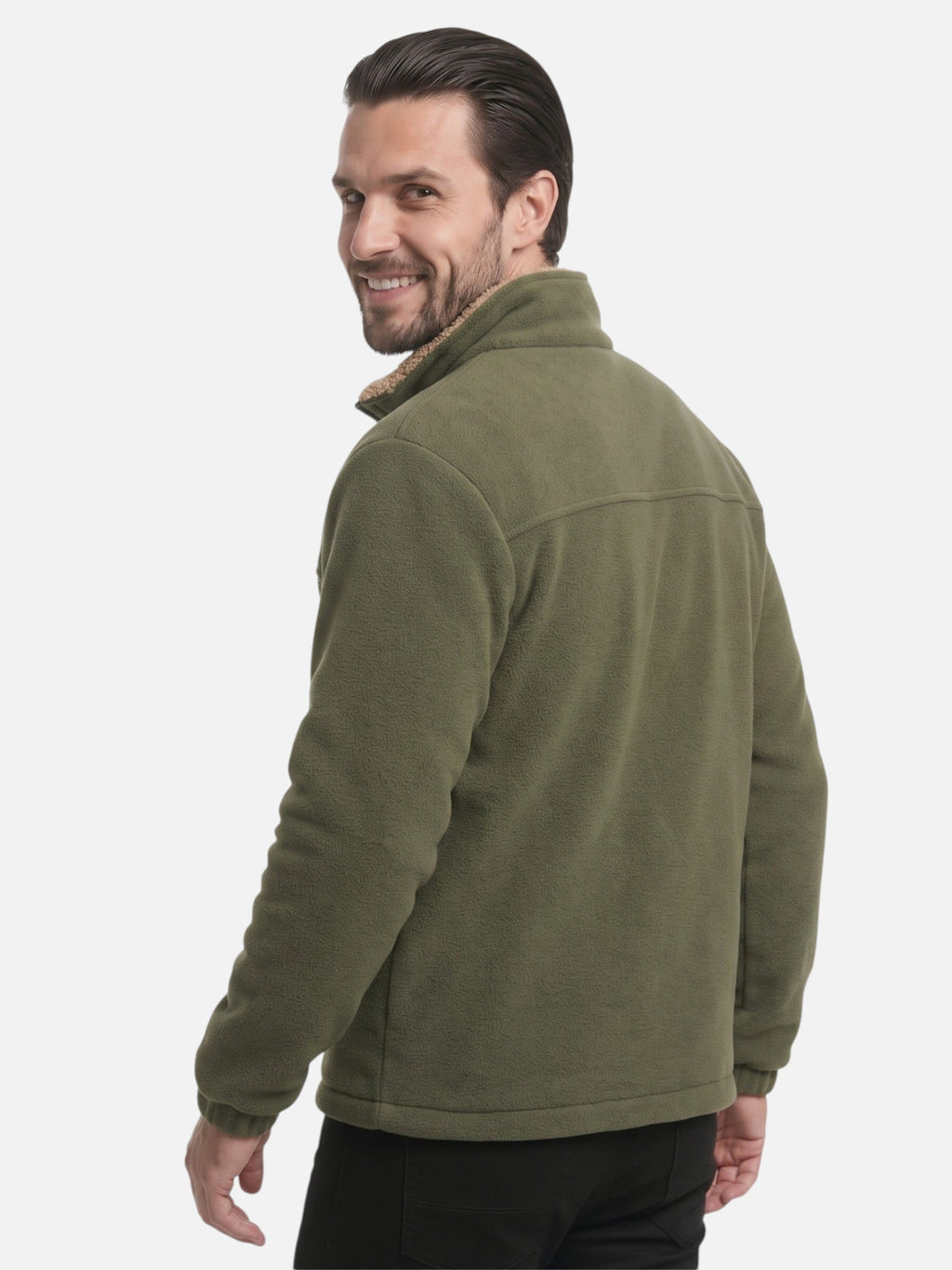 Men's Fleece Jacket with Sherpa Collar and Zipper