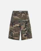 Postarzane szorty cargo w stylu retro z wzorem moro