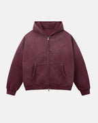 Monkey Washed Fleece Boxy Zip-Up Hoodie