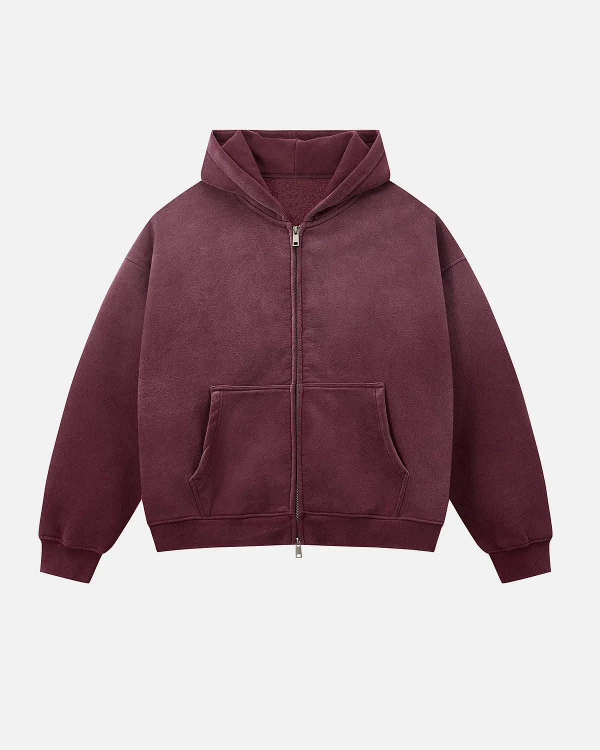 Monkey Washed Fleece Boxy Zip-Up Hoodie