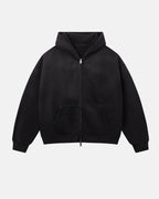 Monkey Washed Fleece Boxy Zip-Up Hoodie