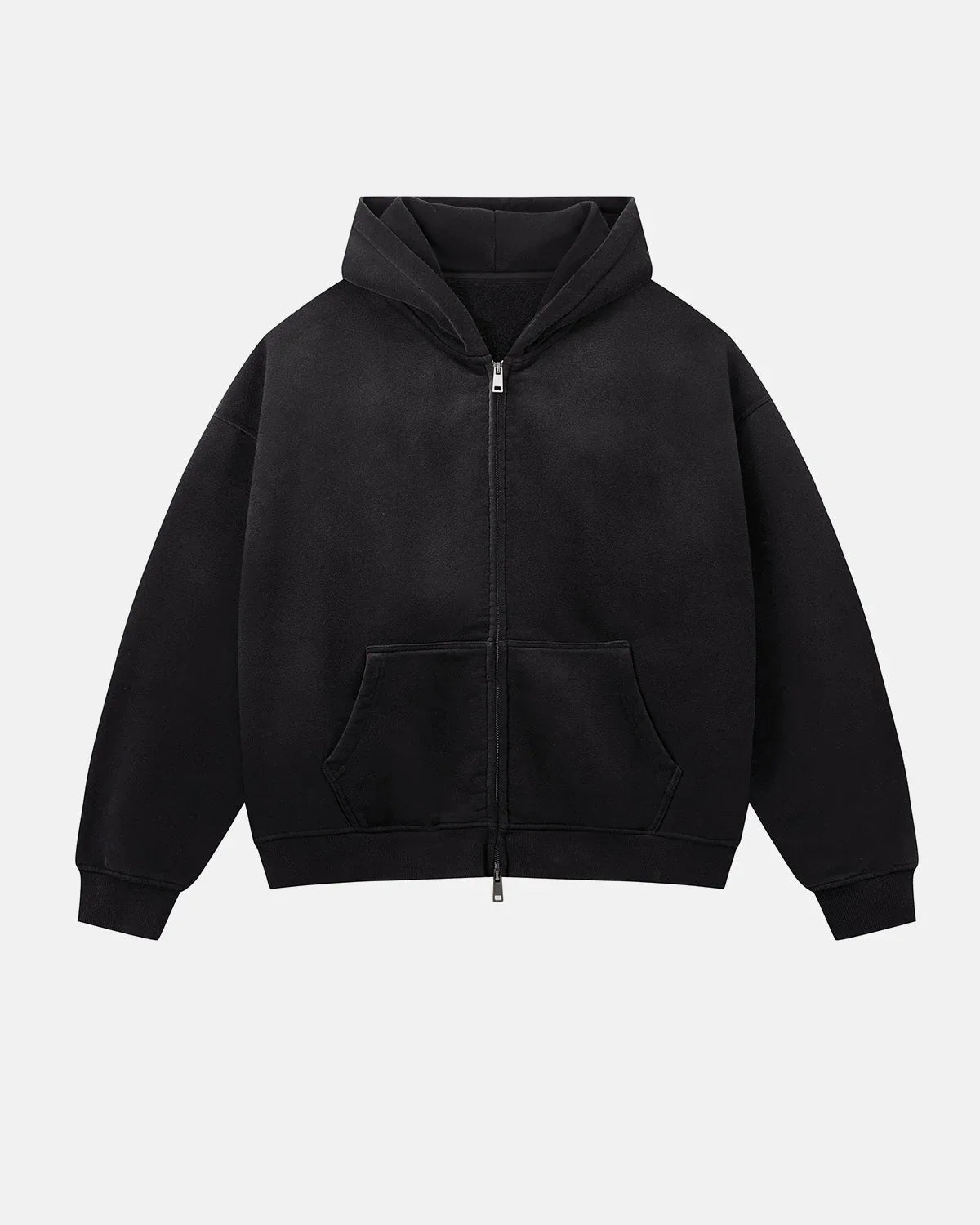 Monkey Washed Fleece Boxy Zip-Up Hoodie