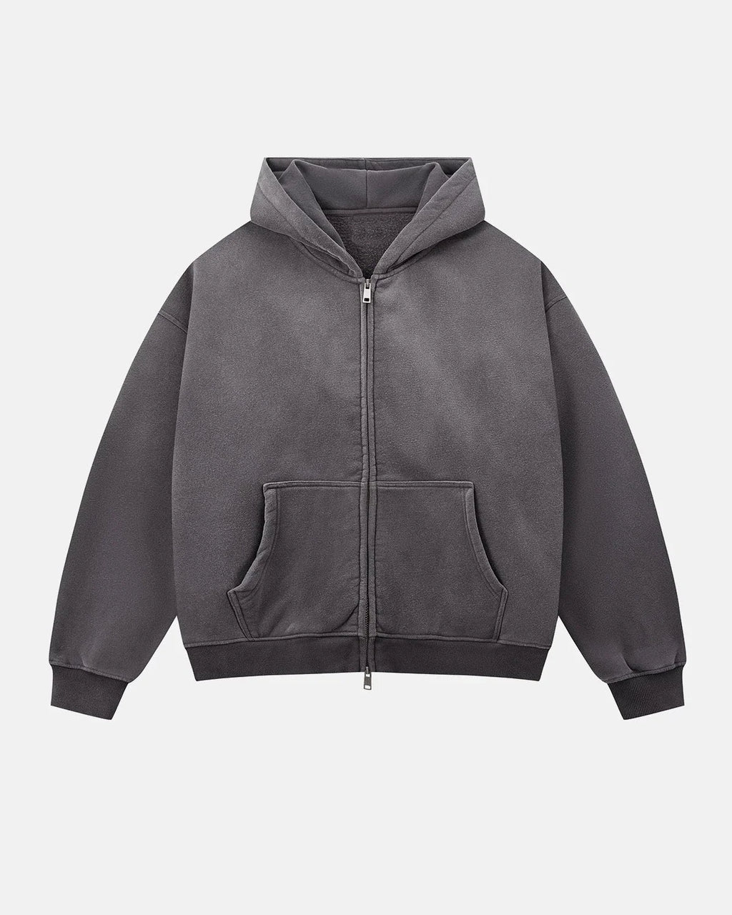 Monkey Washed Fleece Boxy Zip-Up Hoodie