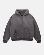 Monkey Washed Fleece Boxy Zip-Up Hoodie