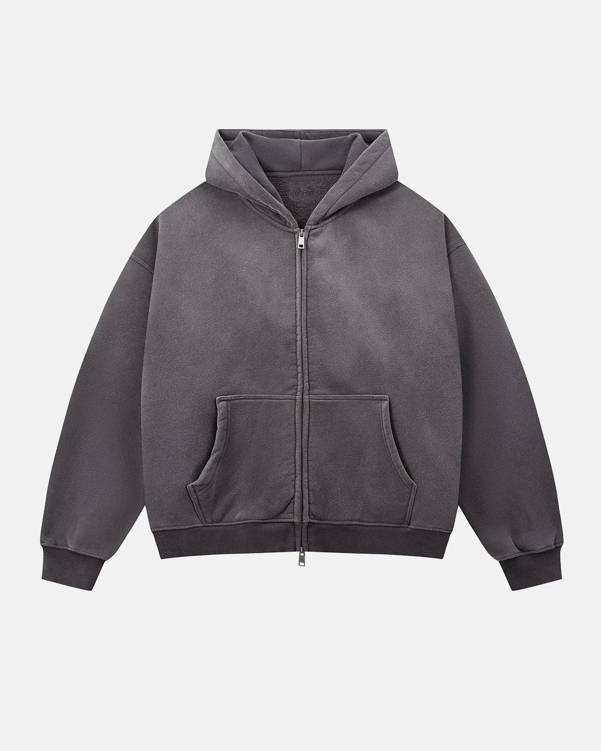 Monkey Washed Fleece Boxy Zip-Up Hoodie