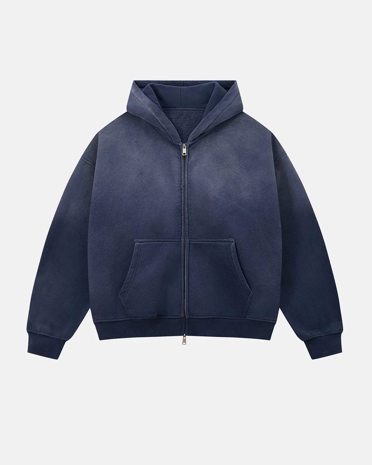 Monkey Washed Fleece Boxy Zip-Up Hoodie
