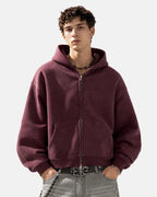 Monkey Washed Fleece Boxy Zip-Up Hoodie