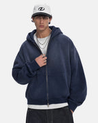 Monkey Washed Fleece Boxy Zip-Up Hoodie