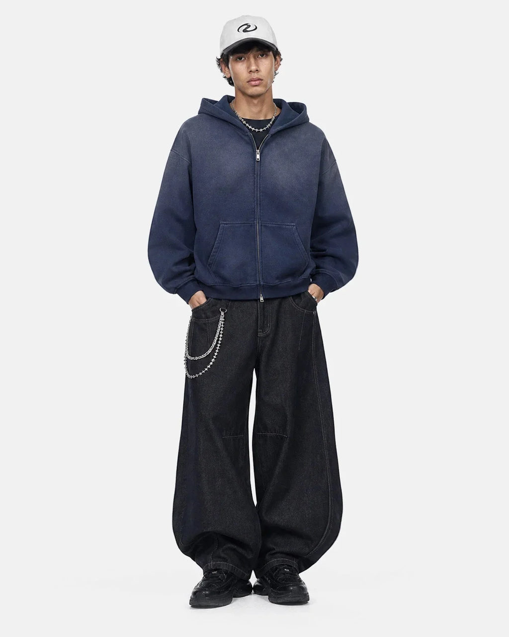 Monkey Washed Fleece Boxy Zip-Up Hoodie